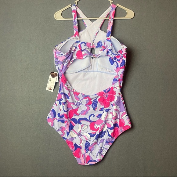 NEW Lysa Plus size 0X "Kylie" swimsuit Floral Keyhole Halter One-Piece Swimsuit - Picture 6 of 10